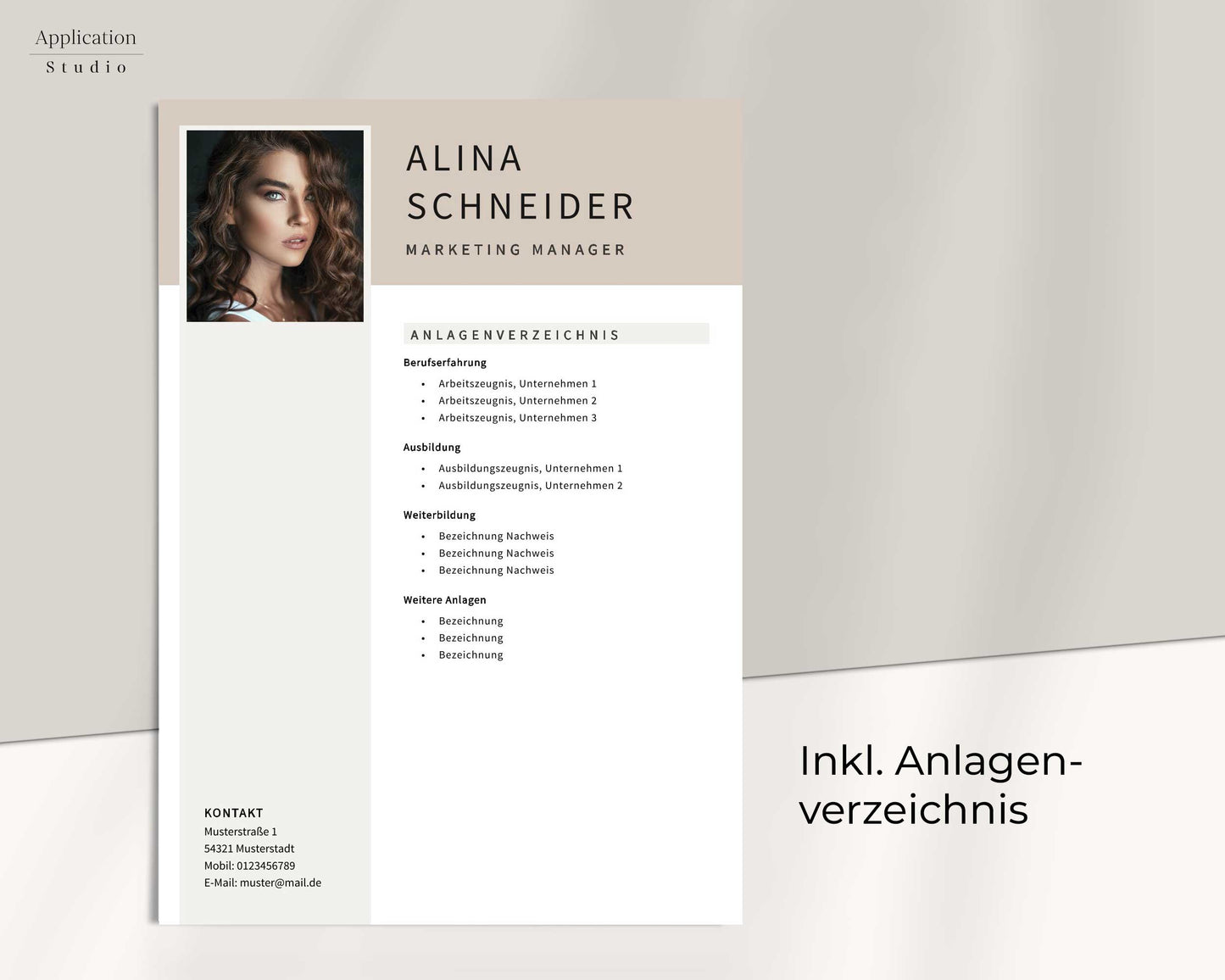 Bewerbungsvorlage "Alina Schneider" - Professionelles Muster für Microsoft Word inkl. Vorlage Lebenslauf und Anschreiben