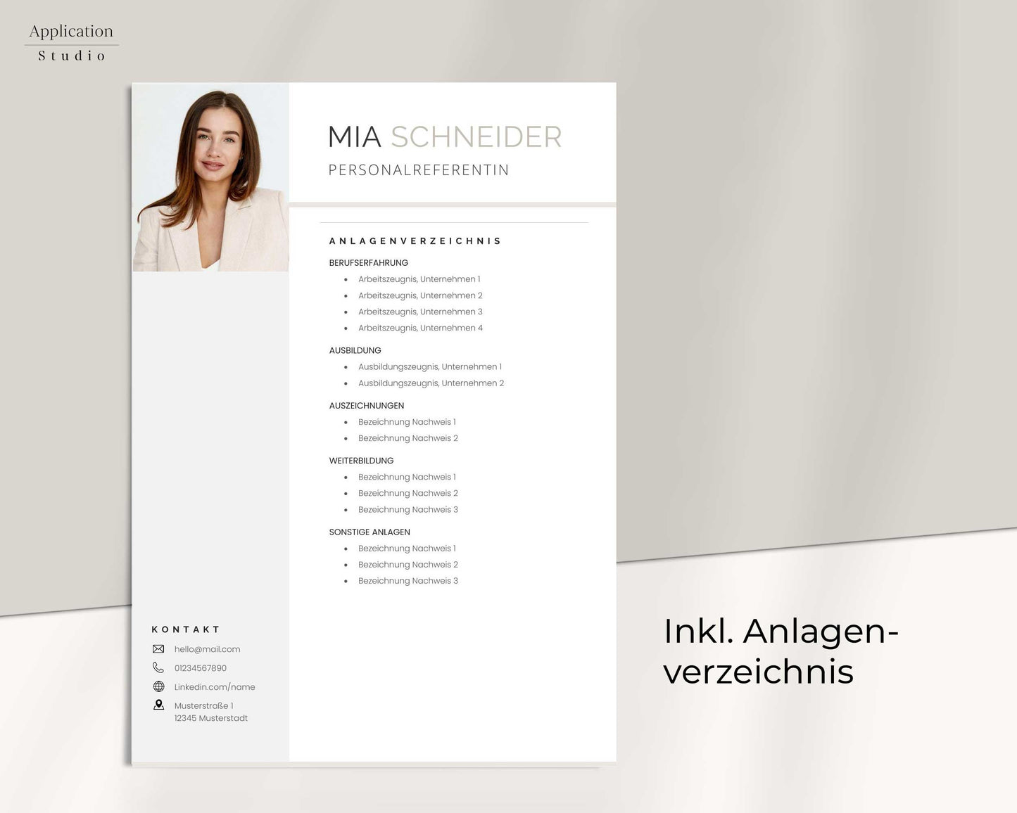 Bewerbungsvorlage "Mia Schneider" - für Microsoft Word mit Anleitung