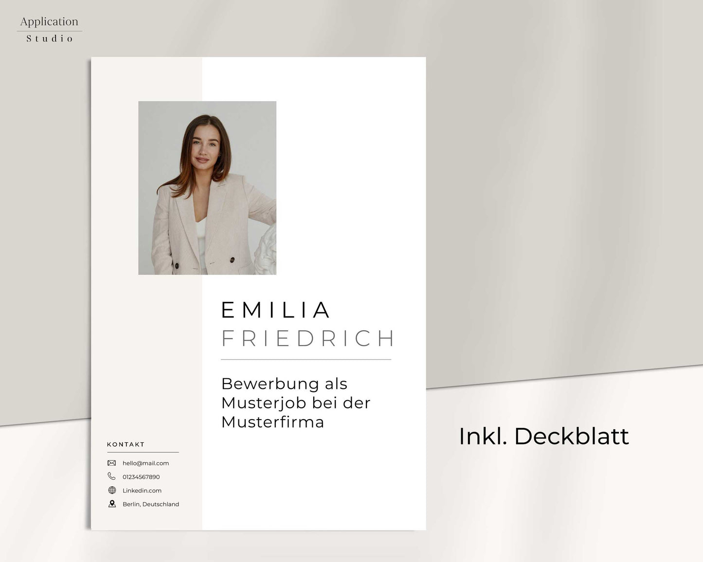 Moderne Bewerbungsvorlage "Emilia Friedrich" - für Microsoft Word mit Anleitung