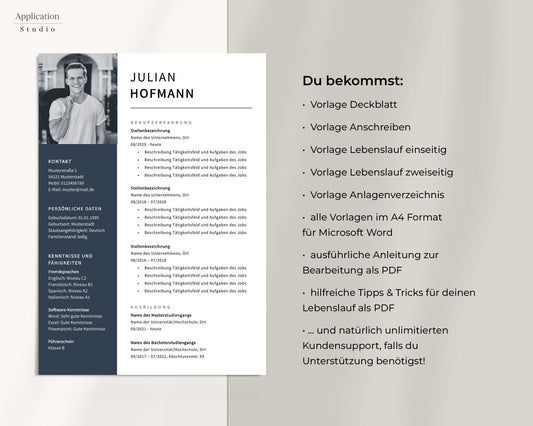 Bewerbungsvorlage "Julian Hofmann" - für Microsoft Word mit Anleitung