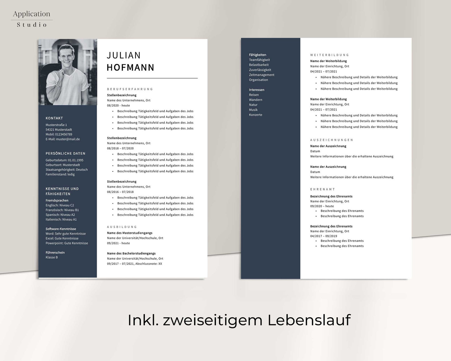 Bewerbungsvorlage "Julian Hofmann" - für Microsoft Word mit Anleitung