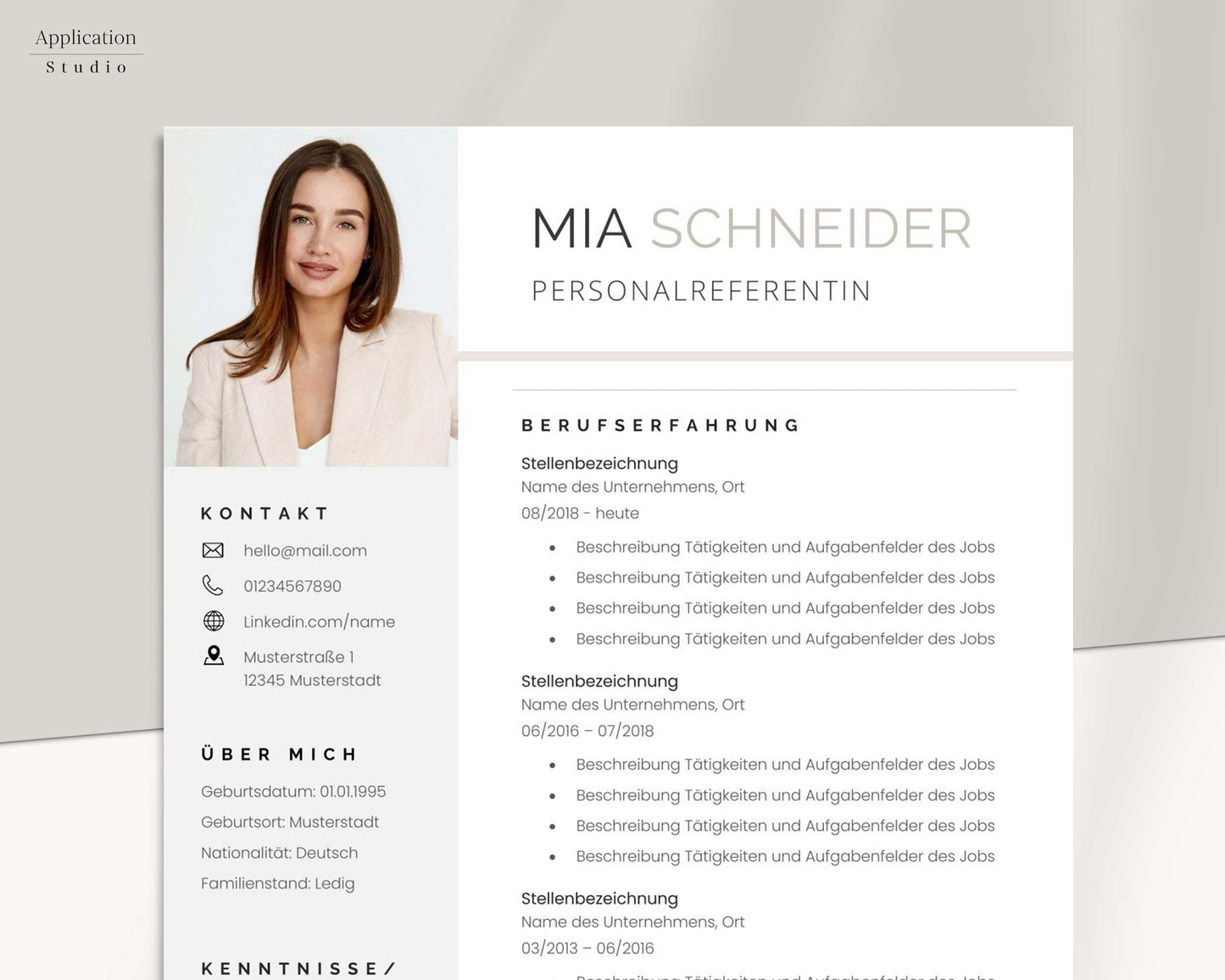 Bewerbungsvorlage "Mia Schneider" - für Microsoft Word mit Anleitung