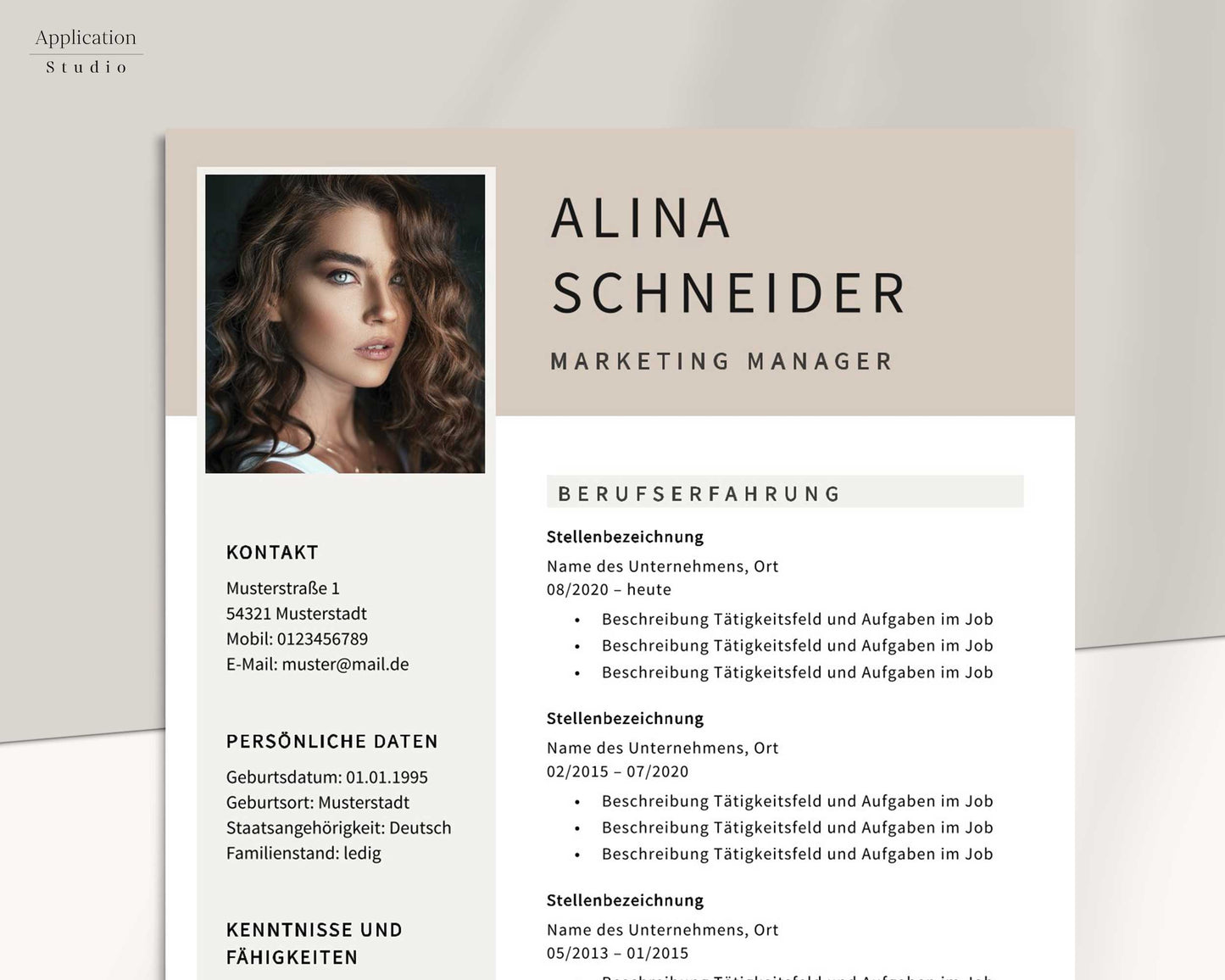 Bewerbungsvorlage "Alina Schneider" - Professionelles Muster für Microsoft Word inkl. Vorlage Lebenslauf und Anschreiben