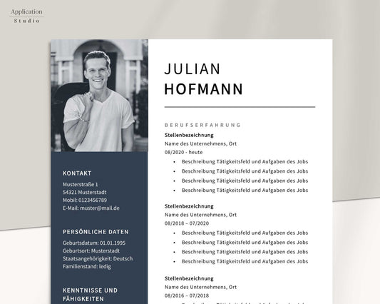 Bewerbungsvorlage "Julian Hofmann" - für Microsoft Word mit Anleitung